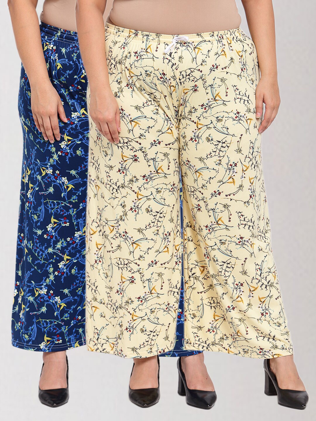 

KLOTTHE Women Pack Of 2 Multicoloured Floral Printed Palazzos, Multi