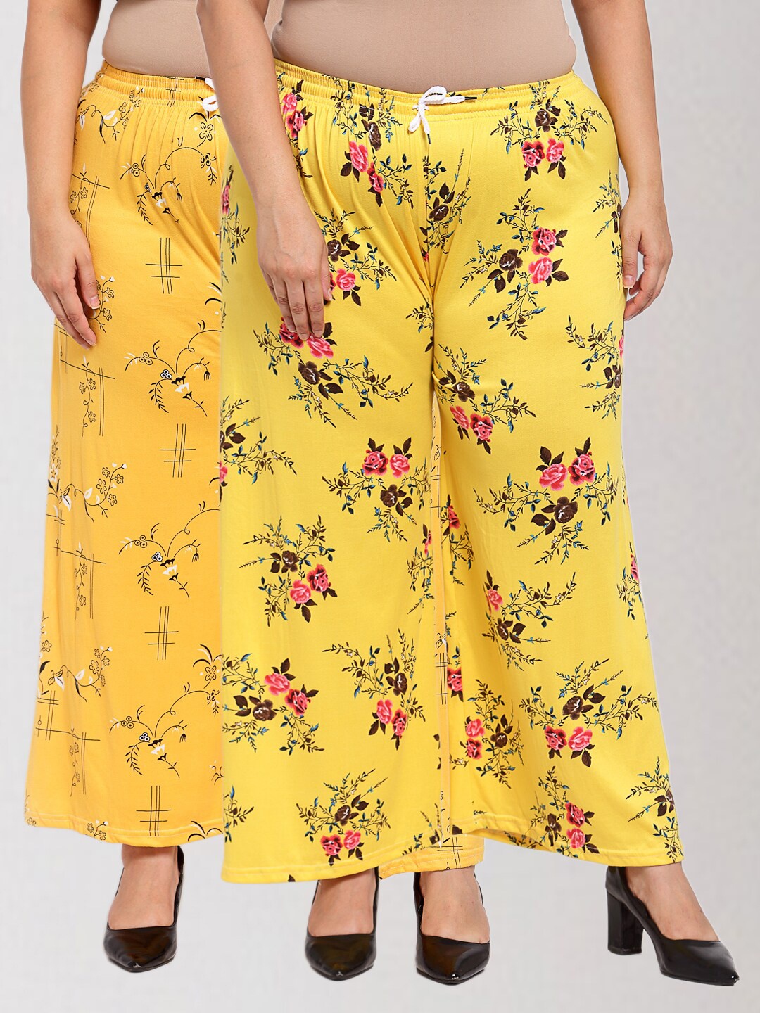 

KLOTTHE Women Yellow Pack of 2 Floral Printed Palazzos