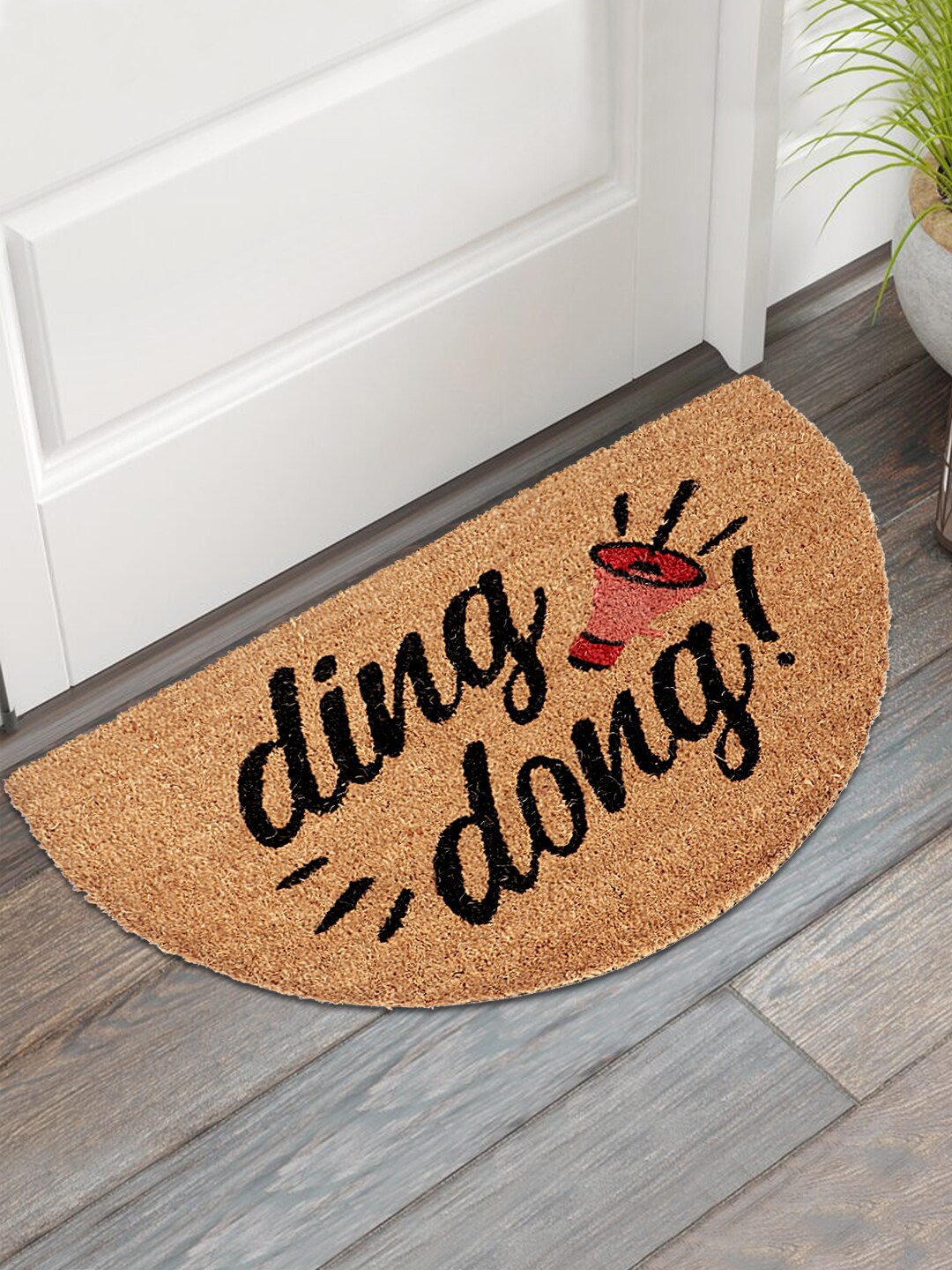

HOKIPO Brown & Black Printed Anti-Skid Coir Doormat