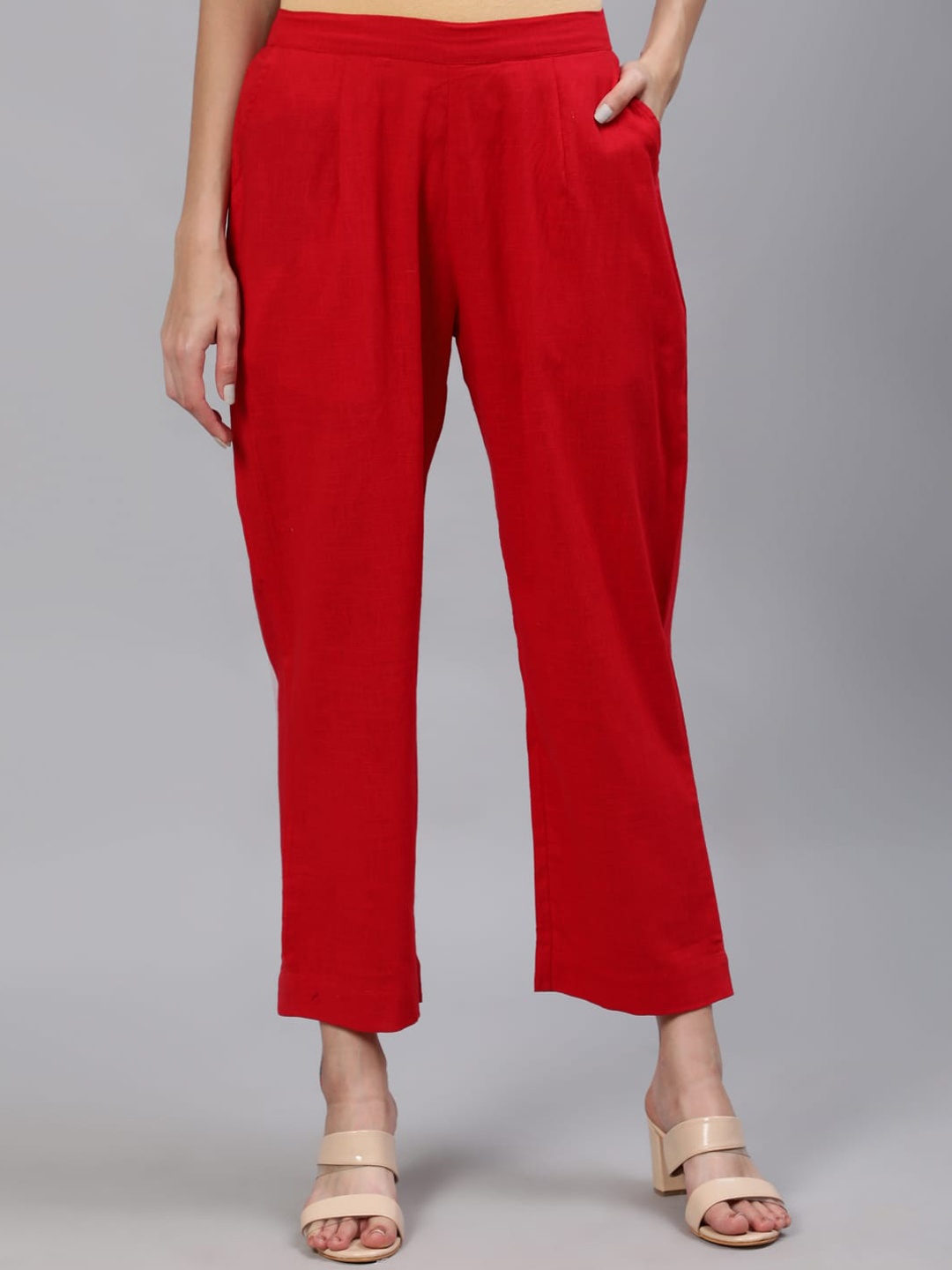 

Anubhutee Women Red Cropped Trousers