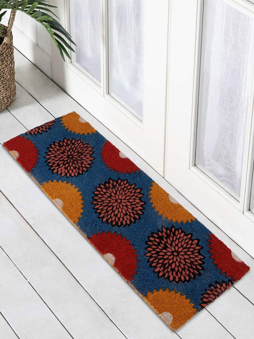 

HOKIPO Blue & Red Printed Anti-Skid Coir Doormat