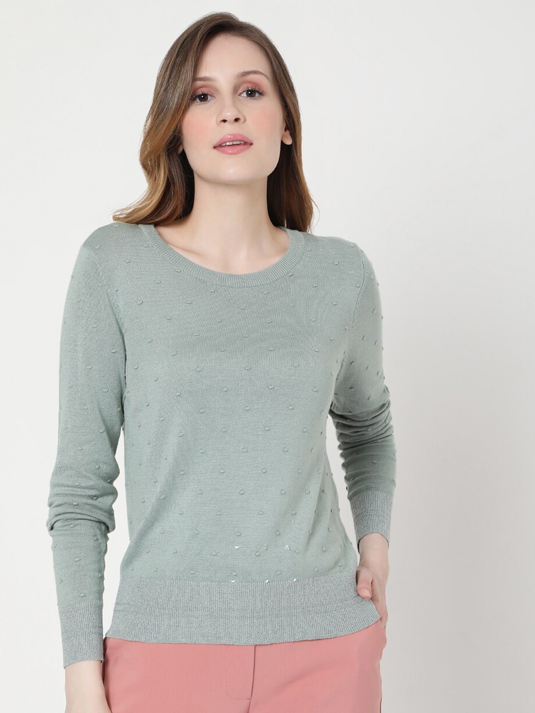 

Vero Moda Green Knitted Regular Top