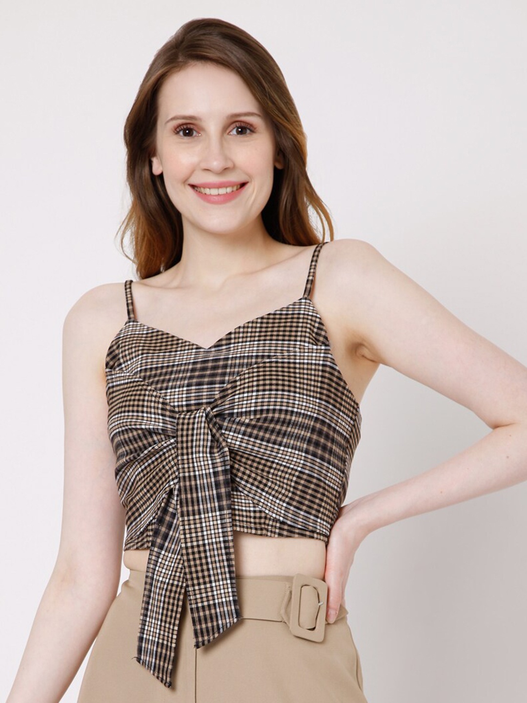 

Vero Moda Brown Geometric Empire Crop Top