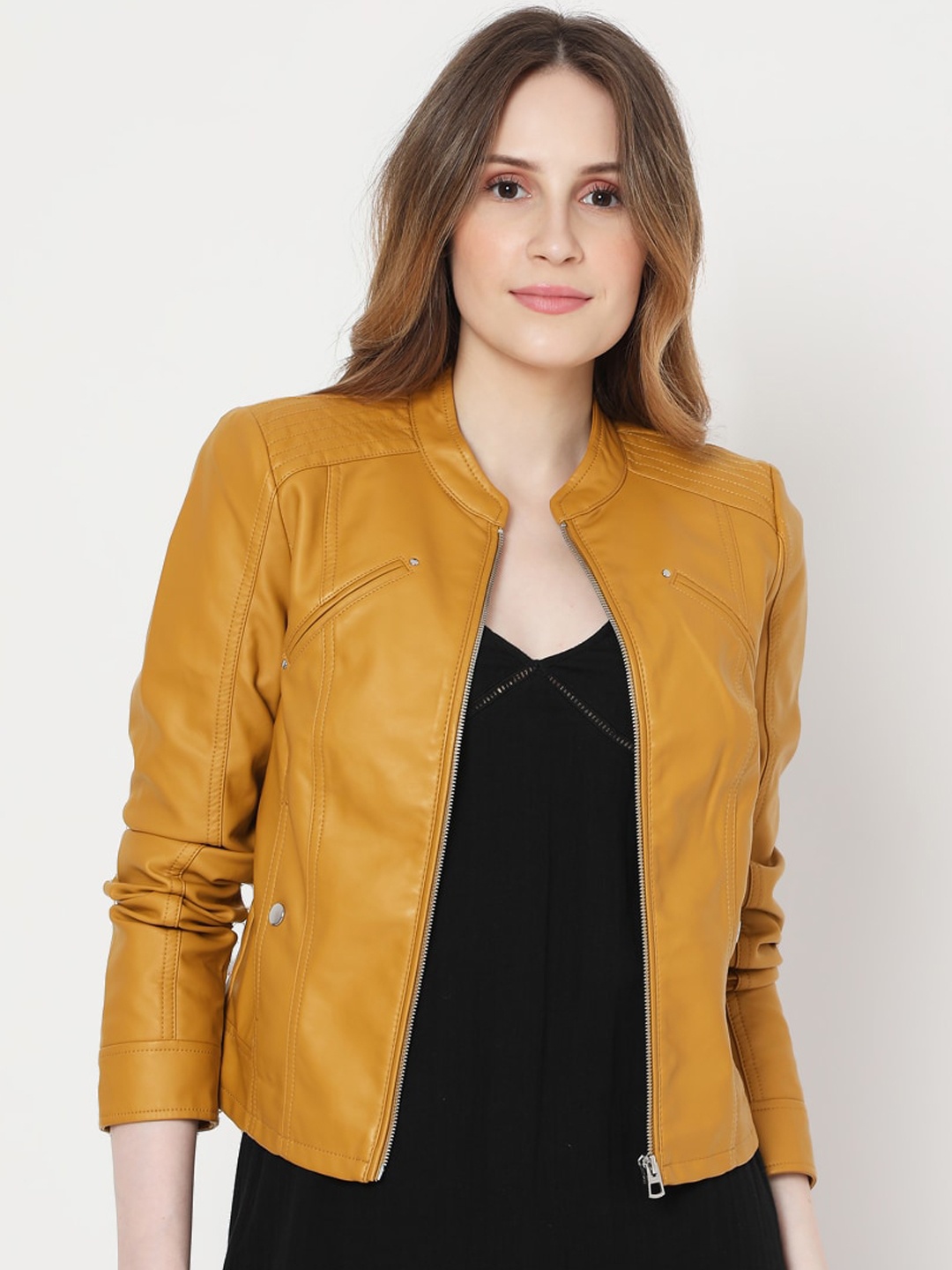 

Vero Moda Women Mustard Biker Jacket