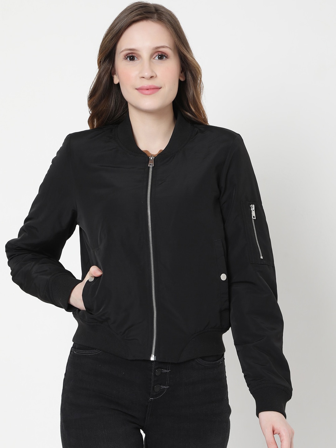 

Vero Moda Women Black Solid Bomber Jacket