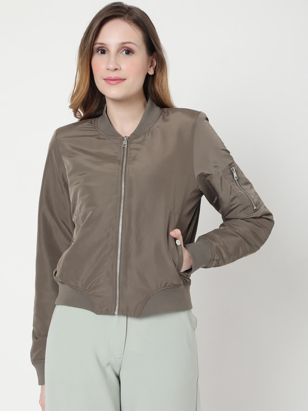 

Vero Moda Women Grey Bomber Jacket