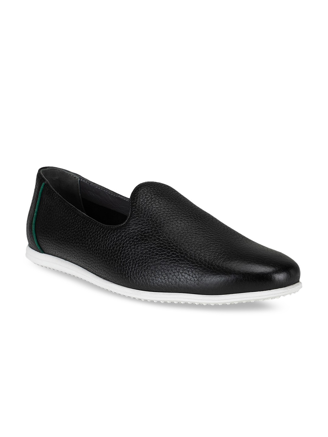 

ROSSO BRUNELLO Men Black Textured Leather Loafers