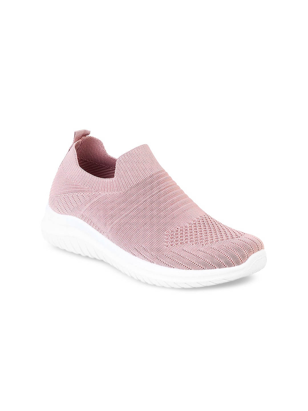 

WALKWAY by Metro Women Peach-Coloured Woven Design Slip-On Sneakers