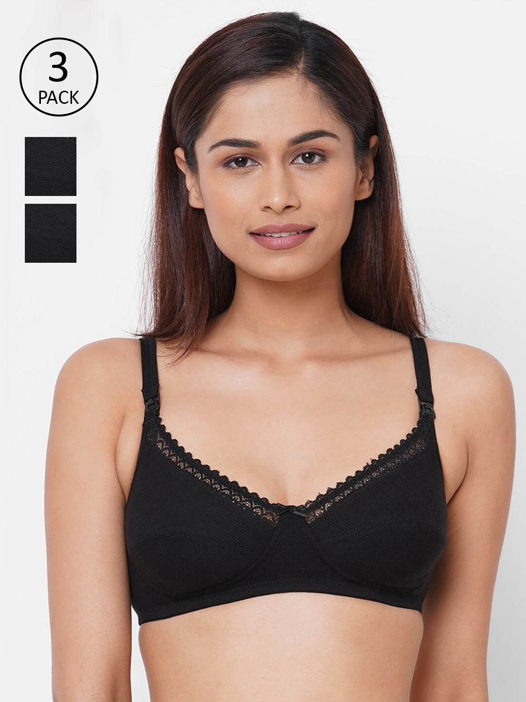 

Inner Sense Pack of 3 Black Maternity Bras