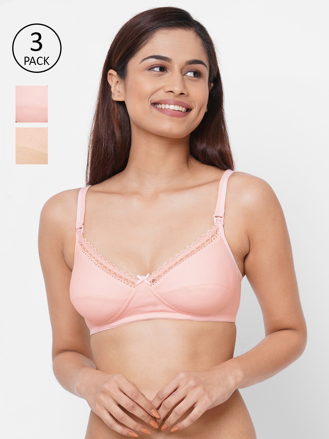 

Inner Sense Pack Of 3 Organic Cotton Antimicrobial Maternity Bra IMB002C_2C_2A, Pink