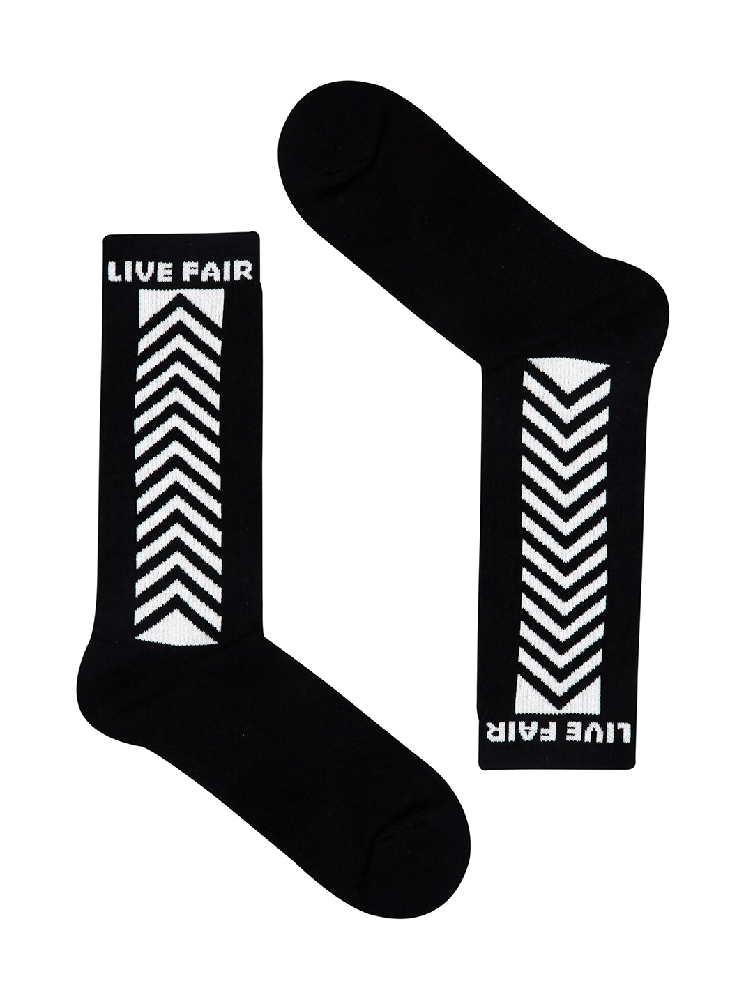 

Balenzia Men Black and White Striped Fair Trade Organic Cotton Calf Length Socks