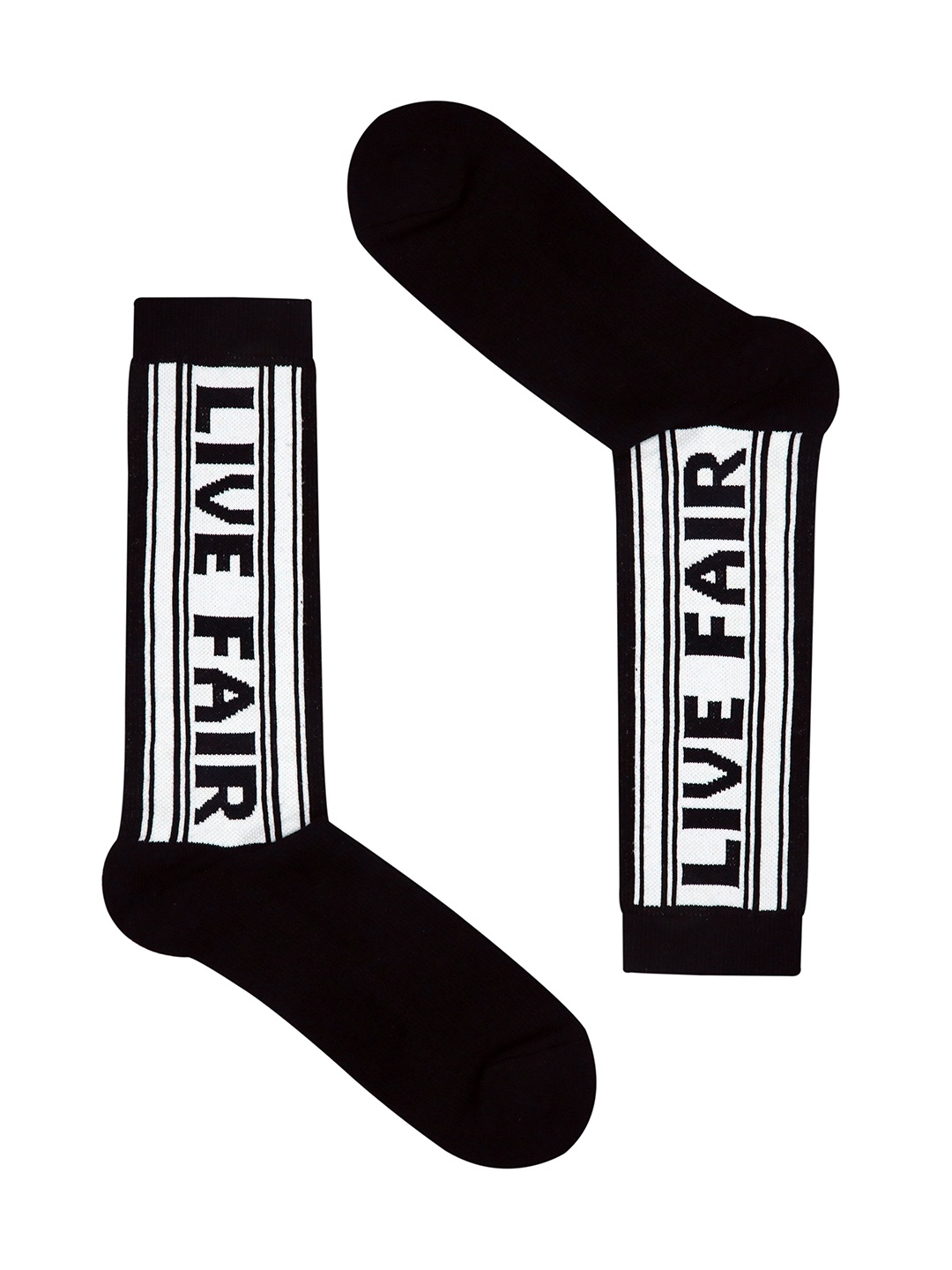 

Balenzia Men Black & White Fair Trade Organic Cotton Calf Length Socks Pack of 2