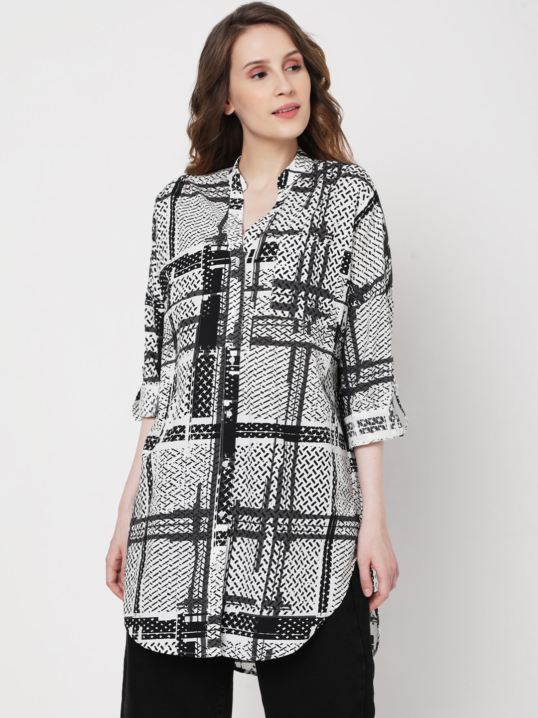 

Vero Moda Women White Opaque Checked Casual Shirt
