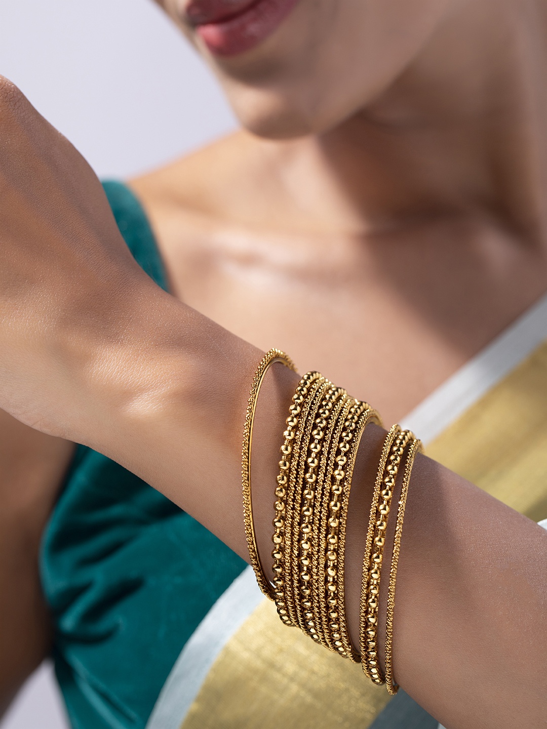 

Anouk Set Of 12 Gold-Plated Handcrafted Bangles