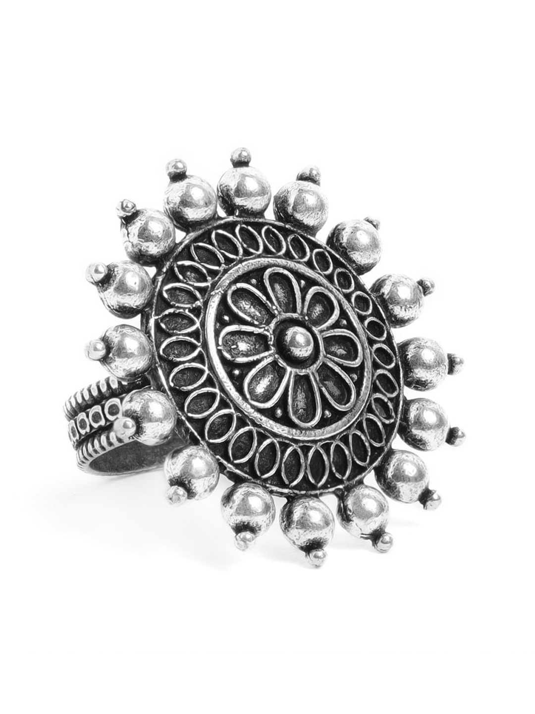 

Anouk Women Strength Wheel Oxidised Adjustable Ring, Silver