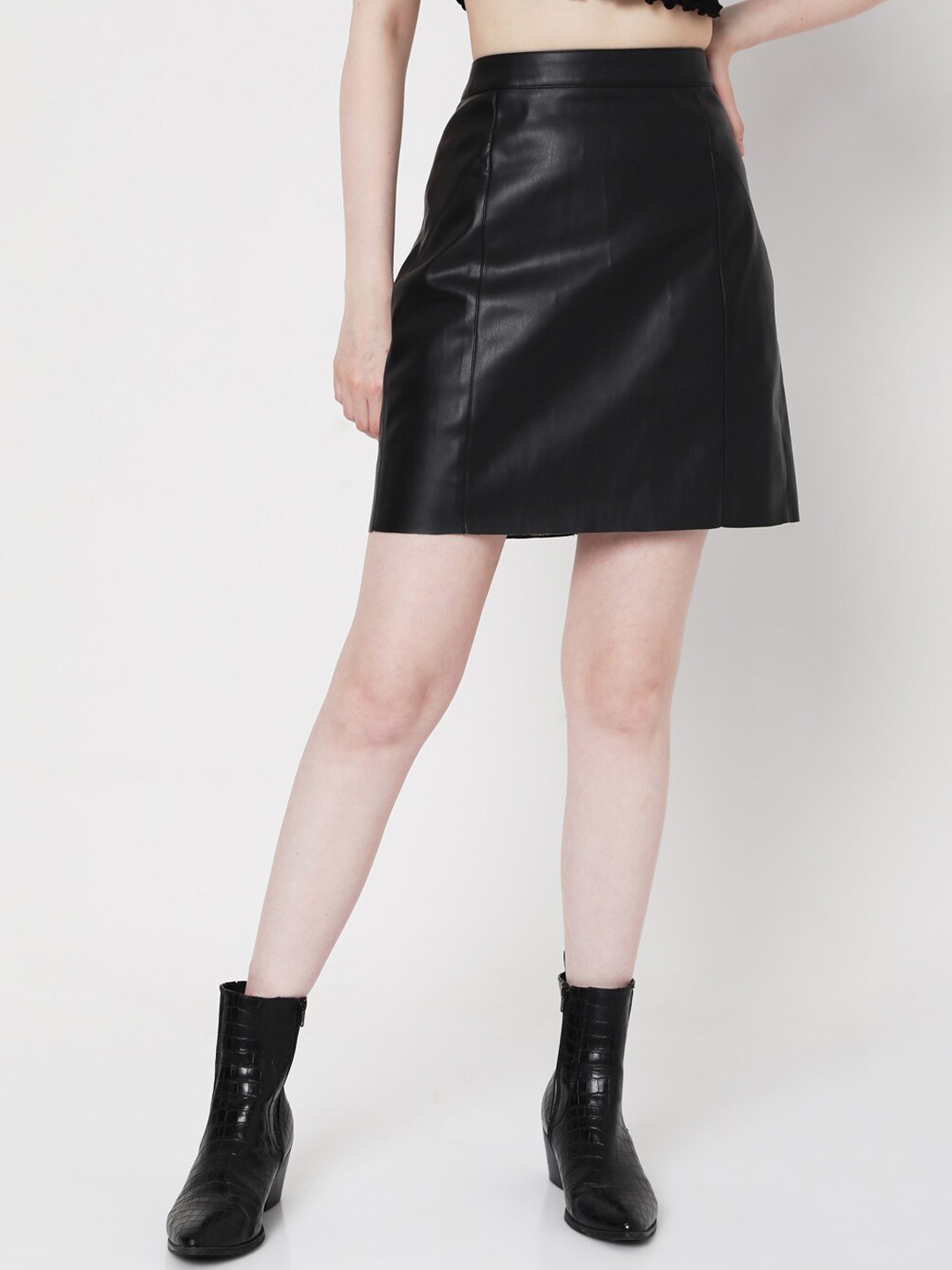 

Vero Moda Women Black Solid Above Knee Length A-Line Skirt