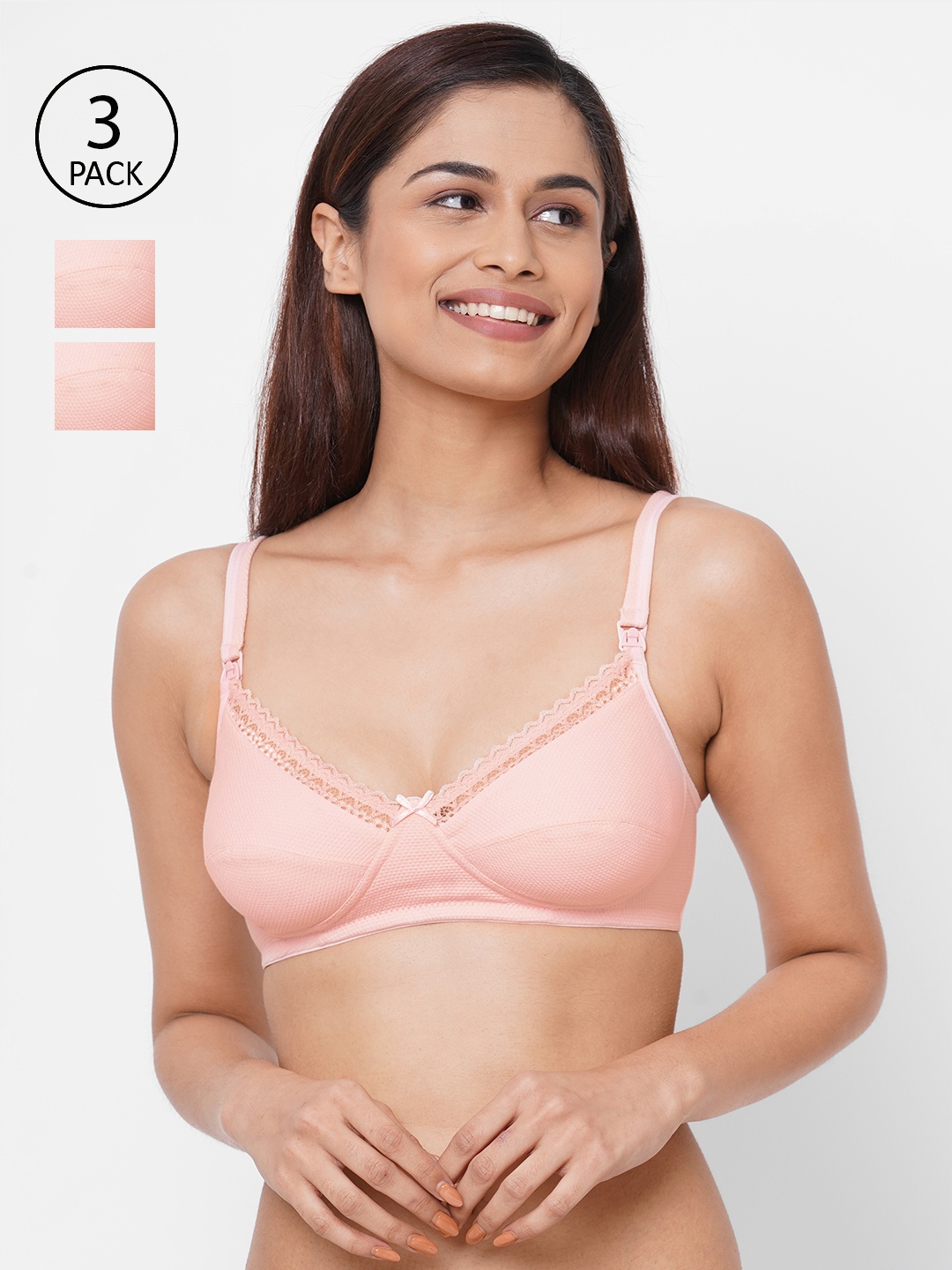 

Inner Sense Pack Of 3 Pink Organic Cotton Maternity Bra IMB002C_2C_2C