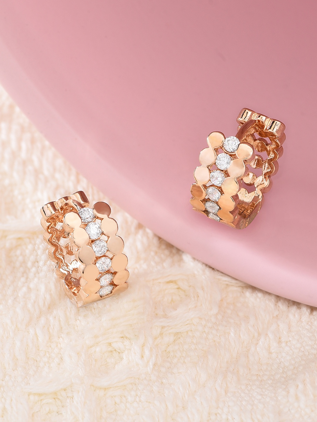 

AMI Rose Gold Plated Contemporary Studs Earrings