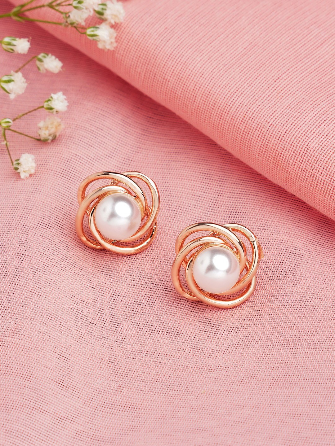 

AMI Rose Gold Contemporary Studs Earrings