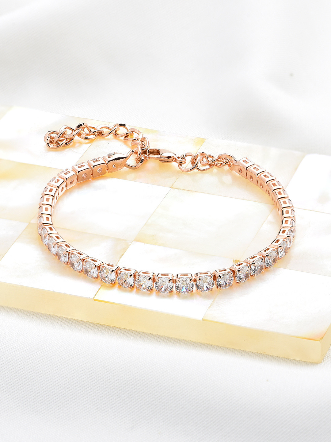 

AMI Women Rose Gold Brass Cubic Zirconia Wraparound Bracelet
