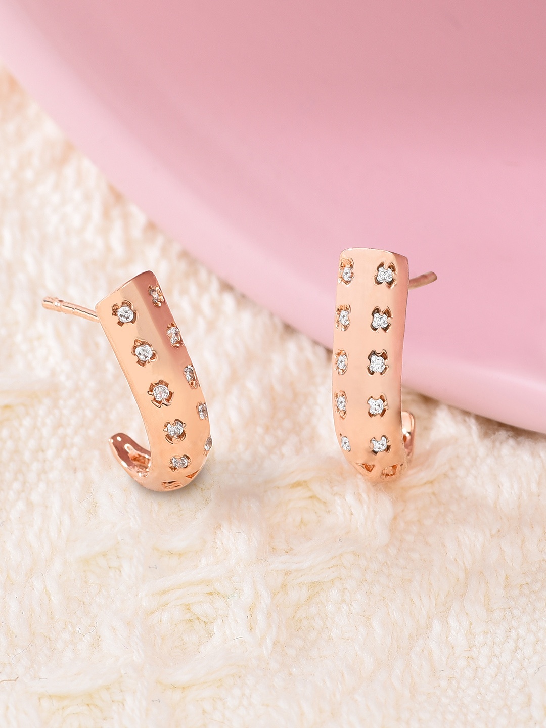 

AMI Rose Gold Contemporary Studs Earrings