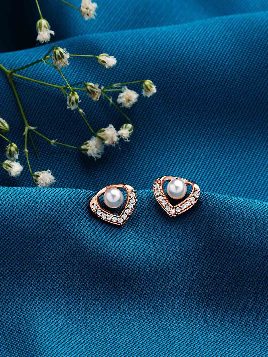 

AMI Rose Gold & White Contemporary Studs Earrings