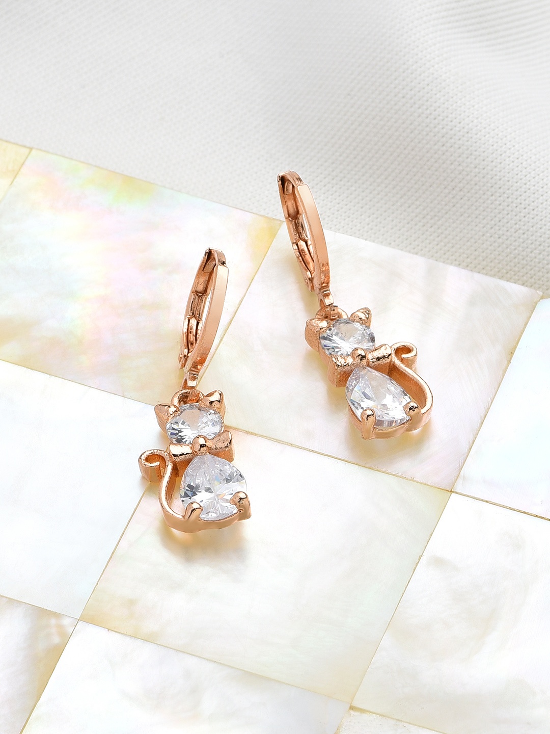 

AMI Rose Gold & White Contemporary Drop Earrings