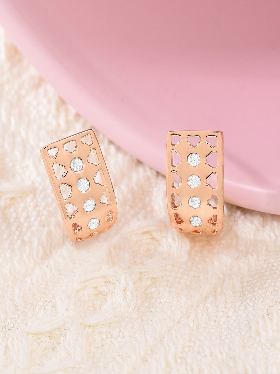 

AMI Rose Gold Contemporary Studs Earrings