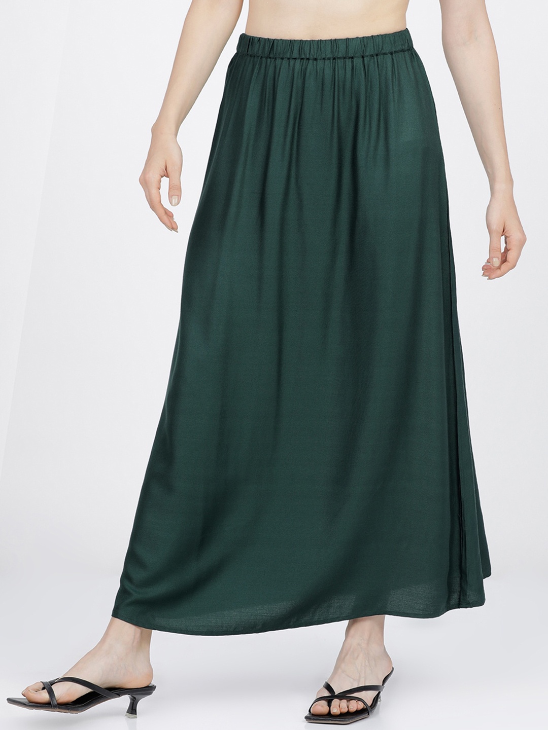 

Tokyo Talkies Women Green Solid A-line Maxi Skirt