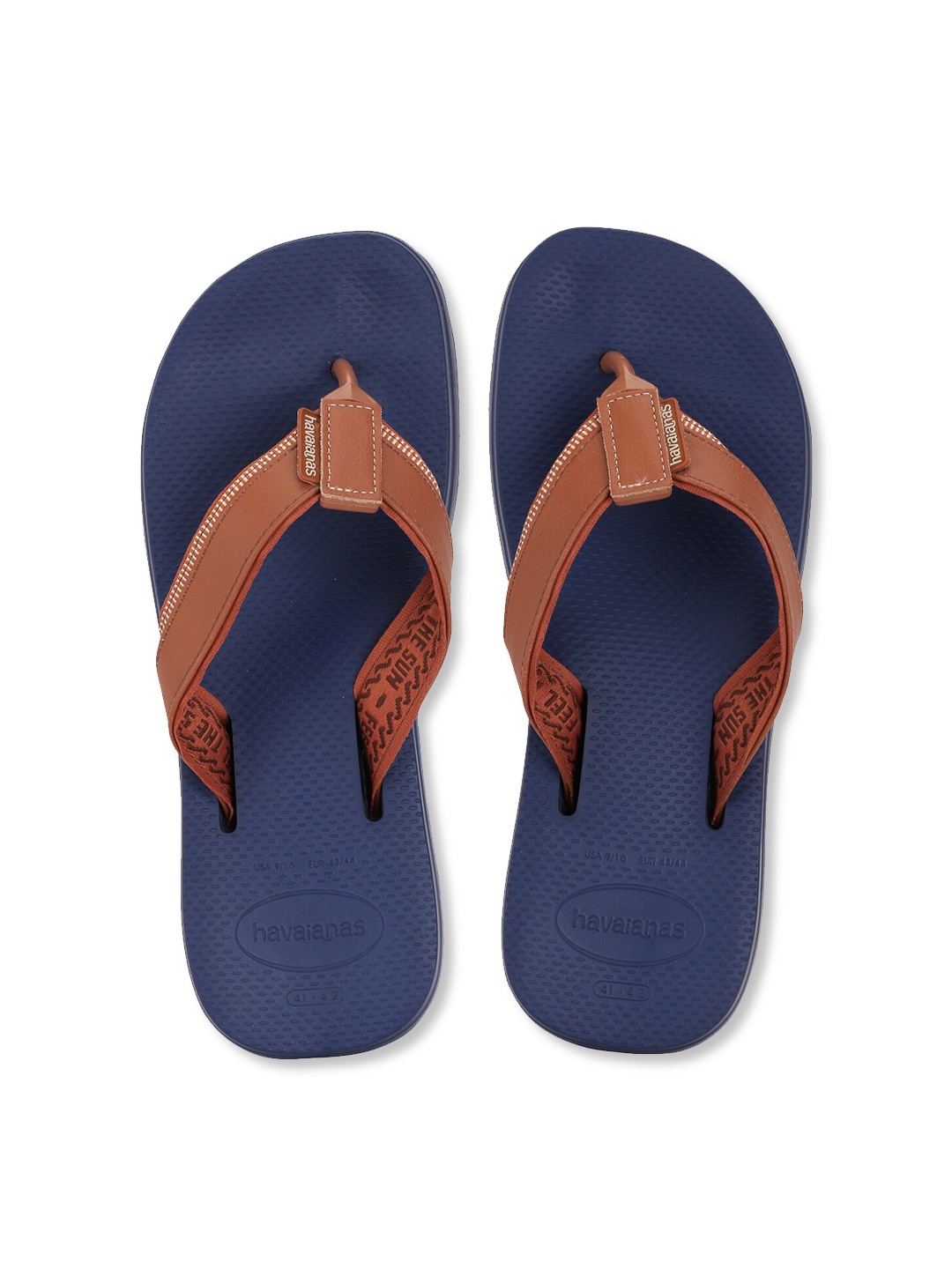 

Havaianas Men Brown & Navy Blue Rubber Thong Flip-Flops