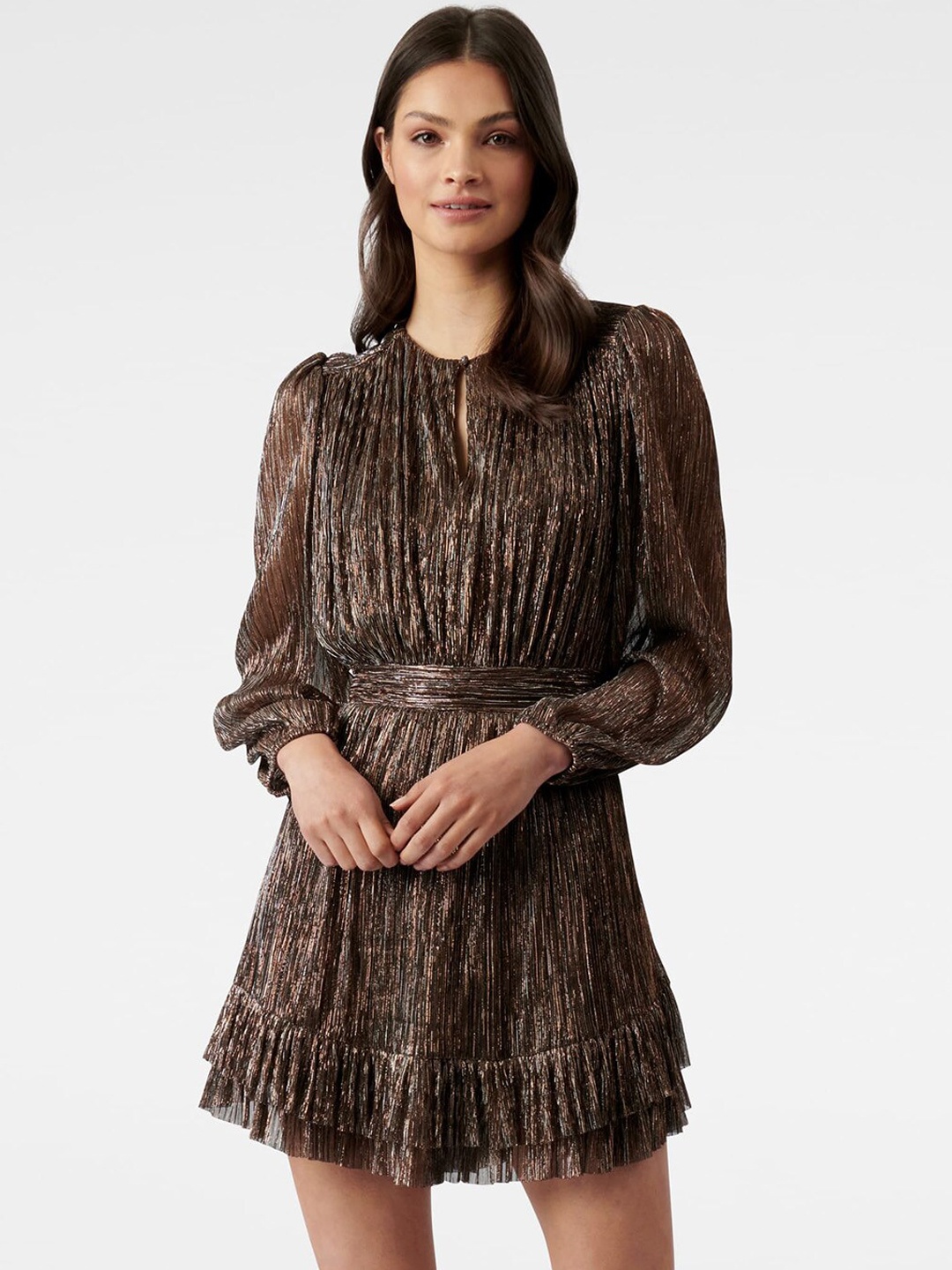 

Forever New Brown Keyhole Neck Mini Dress