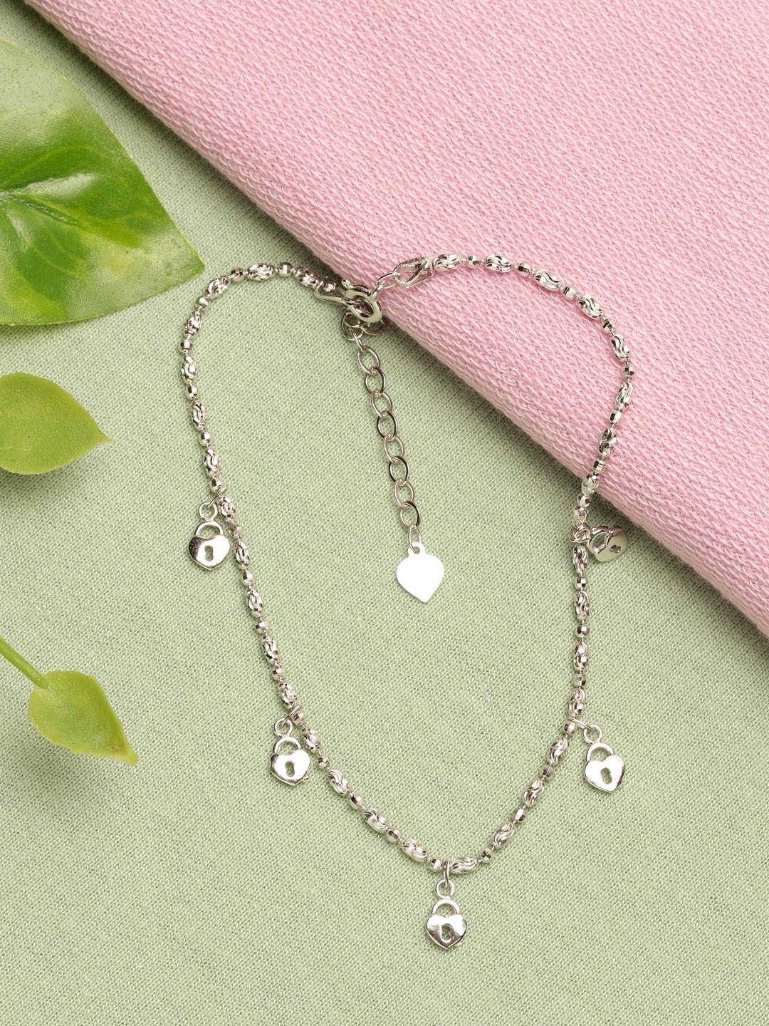 

GIVA 925 Sterling Silver Anushka Sharma Silver Heart Lock Anklet