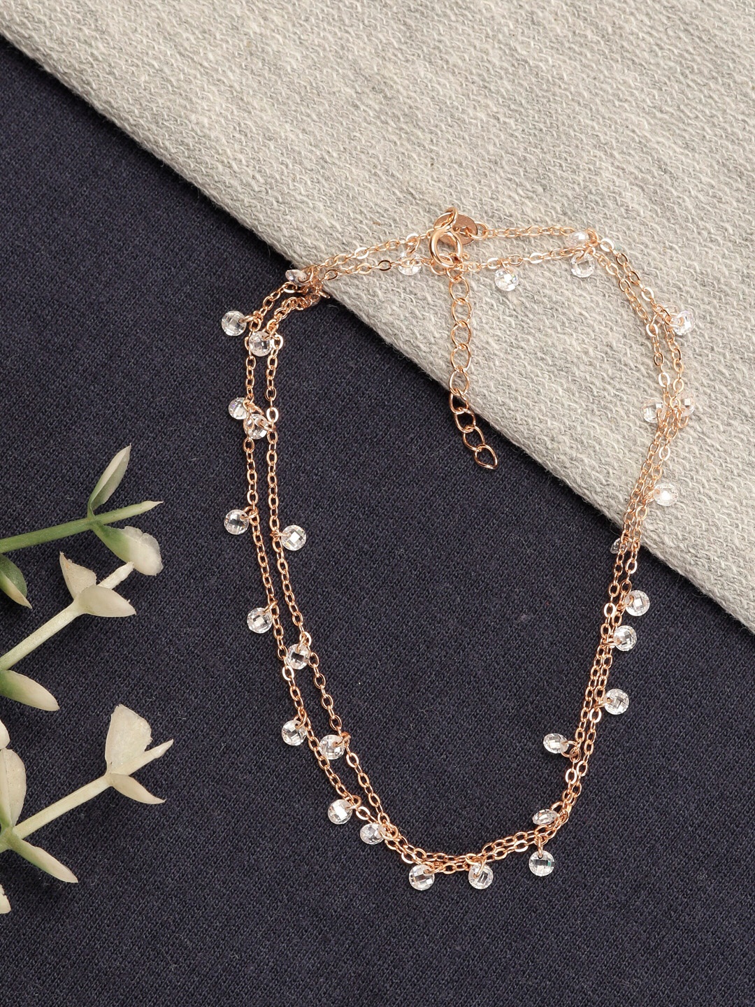 

GIVA 925 Sterling Silver Layered Rose Gold Queens Anklet (1 Piece)