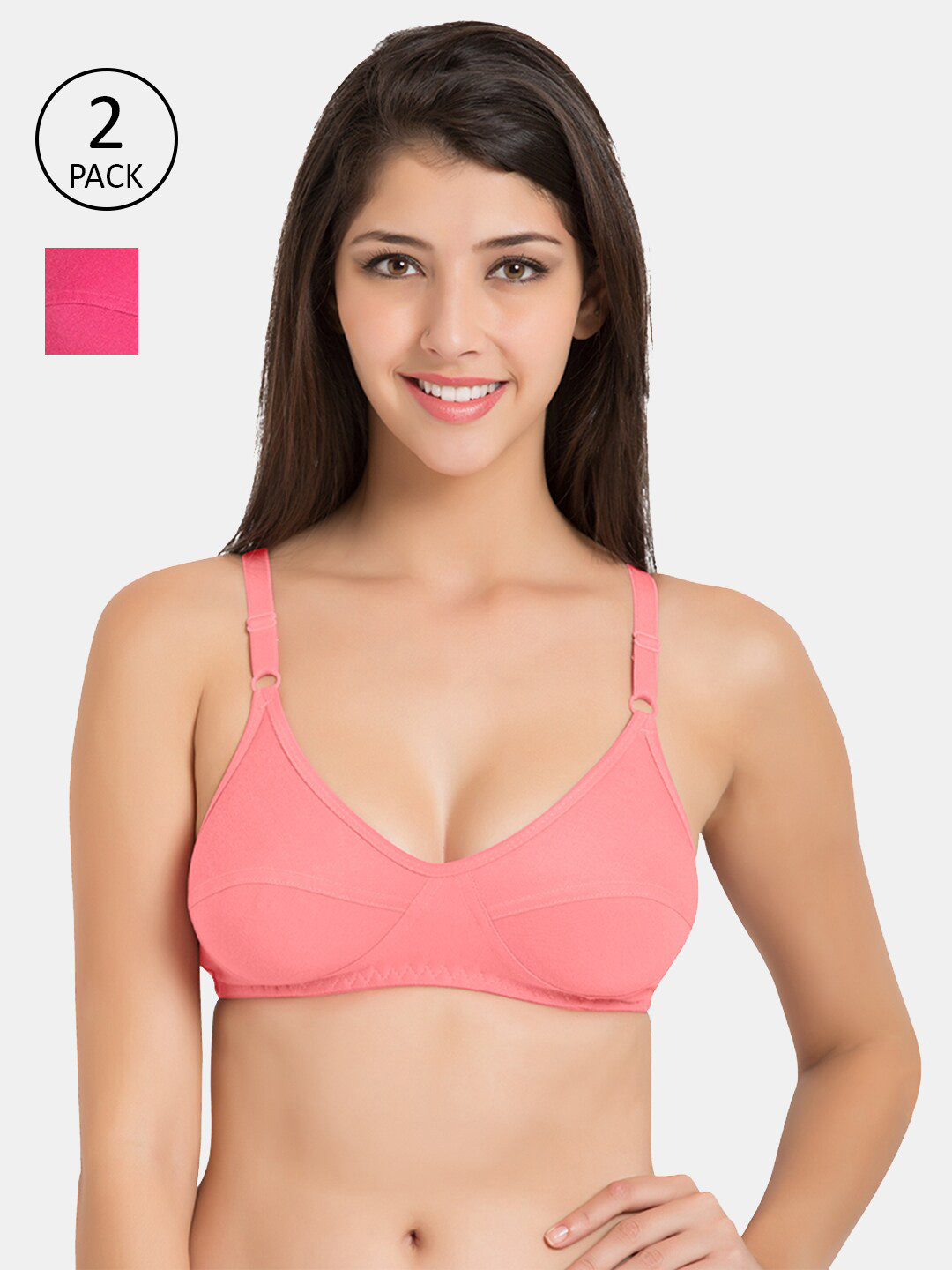 

KOMLI Pack Of 2 Pink Everyday Bra K-9315-CRL-2PC-DPK