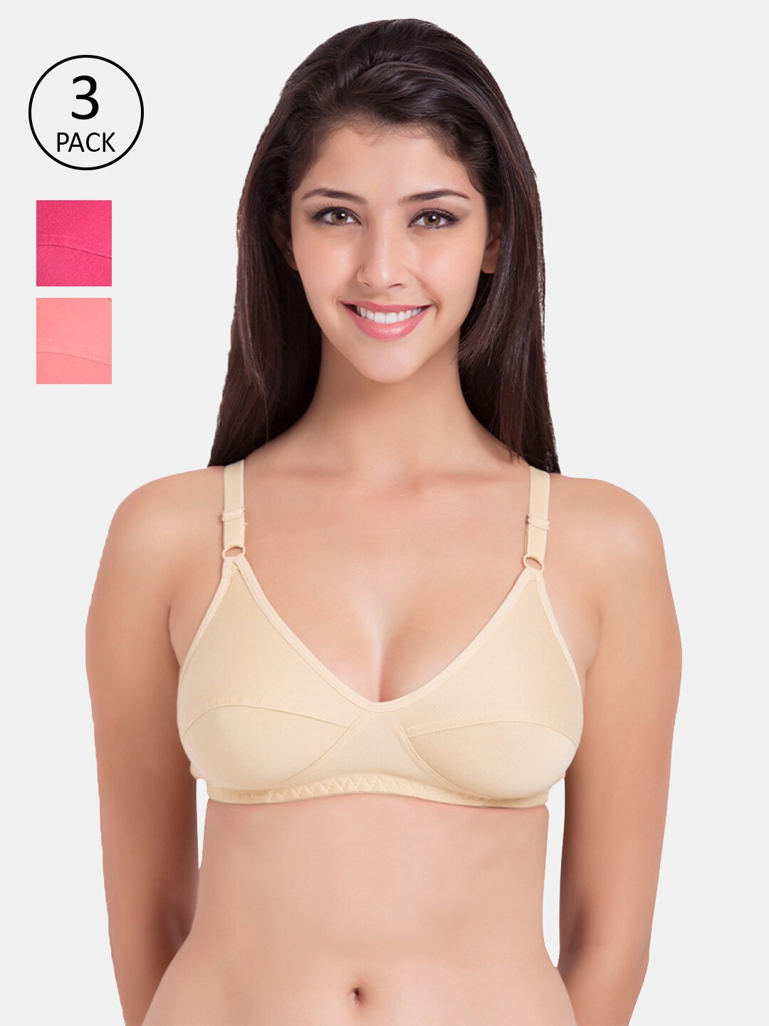 

KOMLI Pack Of 3 Cotton Everyday Bra K-9315-3PC, Beige