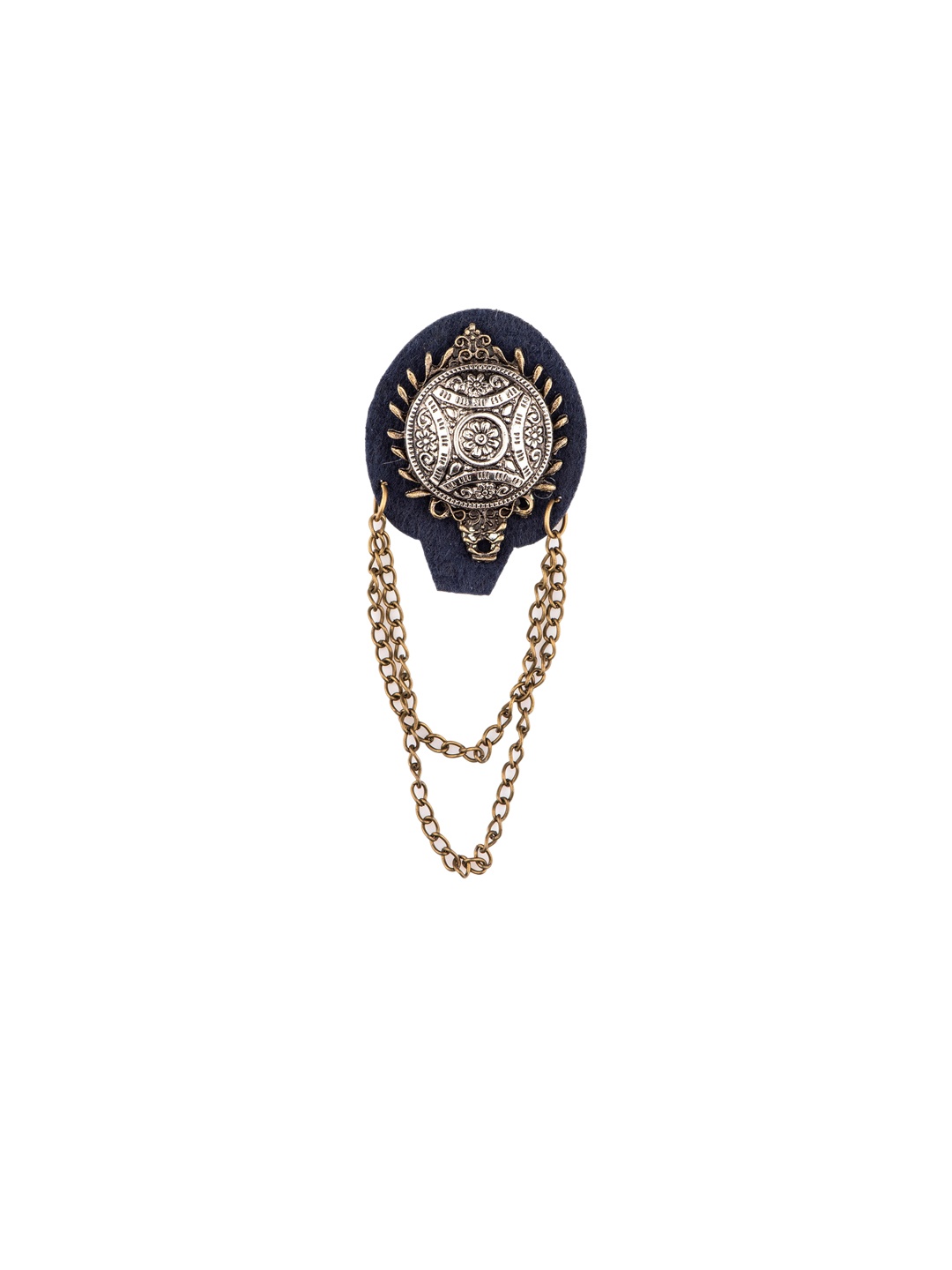 The Tie Hub Men Blue & Gold Toned Antique Metal Lapel Pin