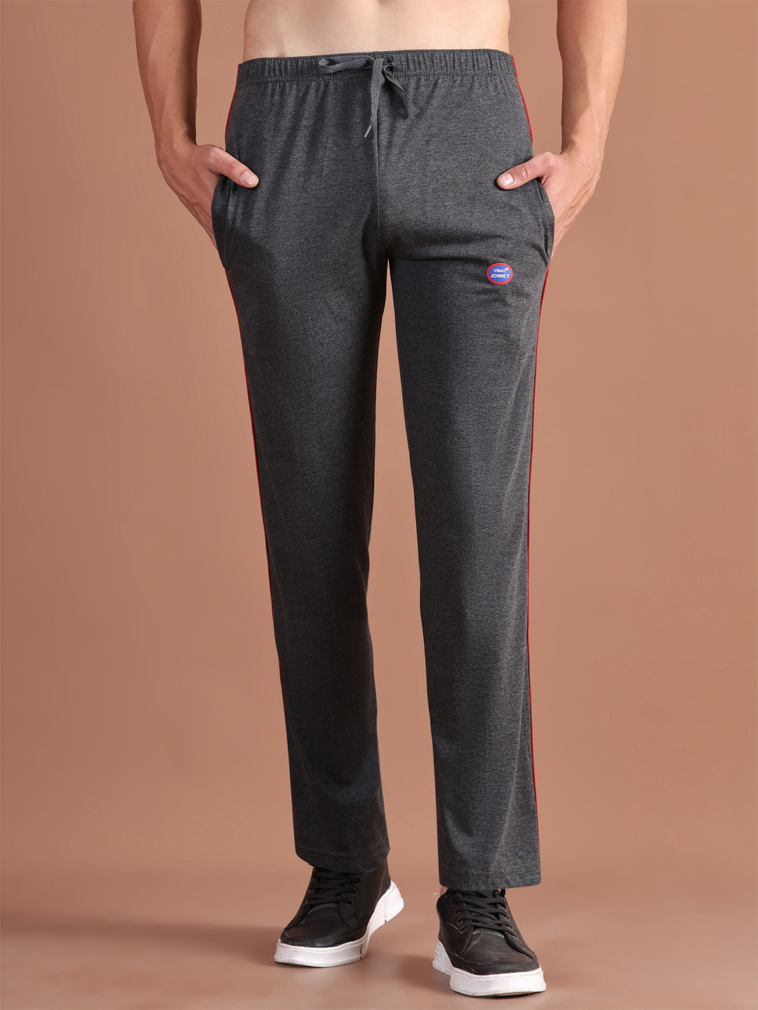 

MACK JONNEY Men Grey Solid Track Pants