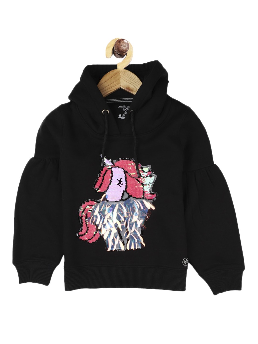 

Stupid Cupid Girls Black Printed Sweatshirt
