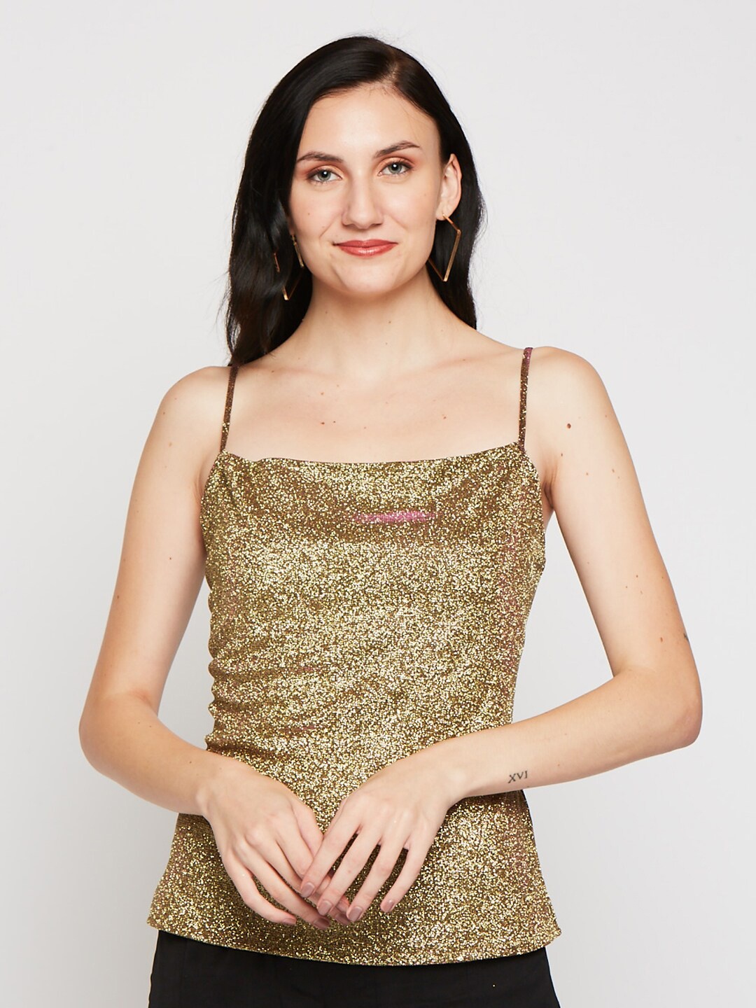 

Ira Soleil Women Gold-Toned Embellished Regular Top