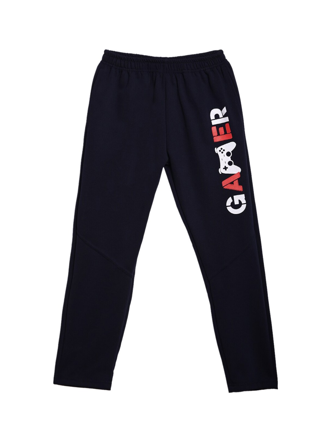 

SWEET ANGEL Girls Navy Blue & White Typography Printed Straight-Fit Track Pants