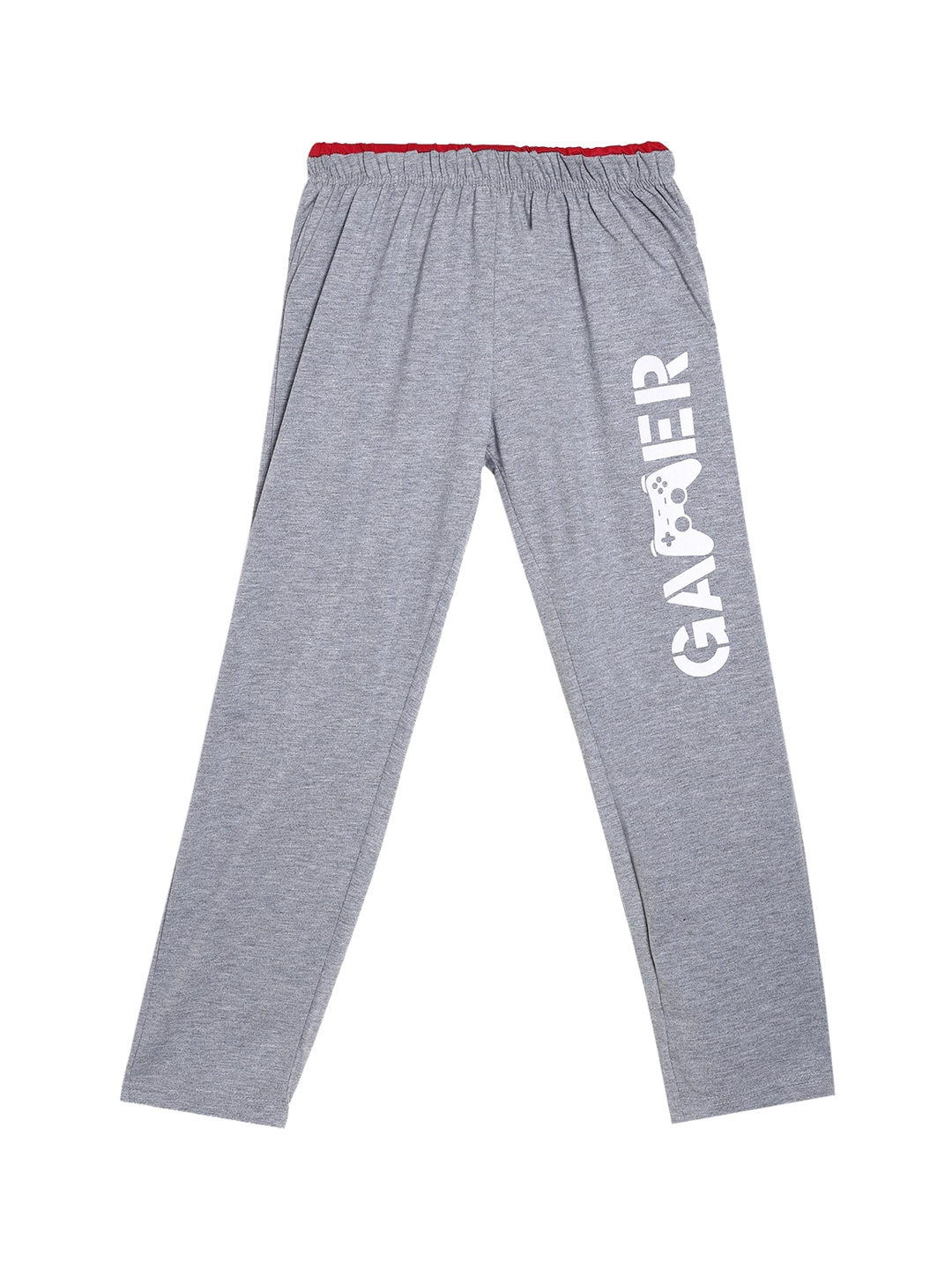

SWEET ANGEL Girls Grey Melange Solid Straight-Fit Pure Cotton Track Pants