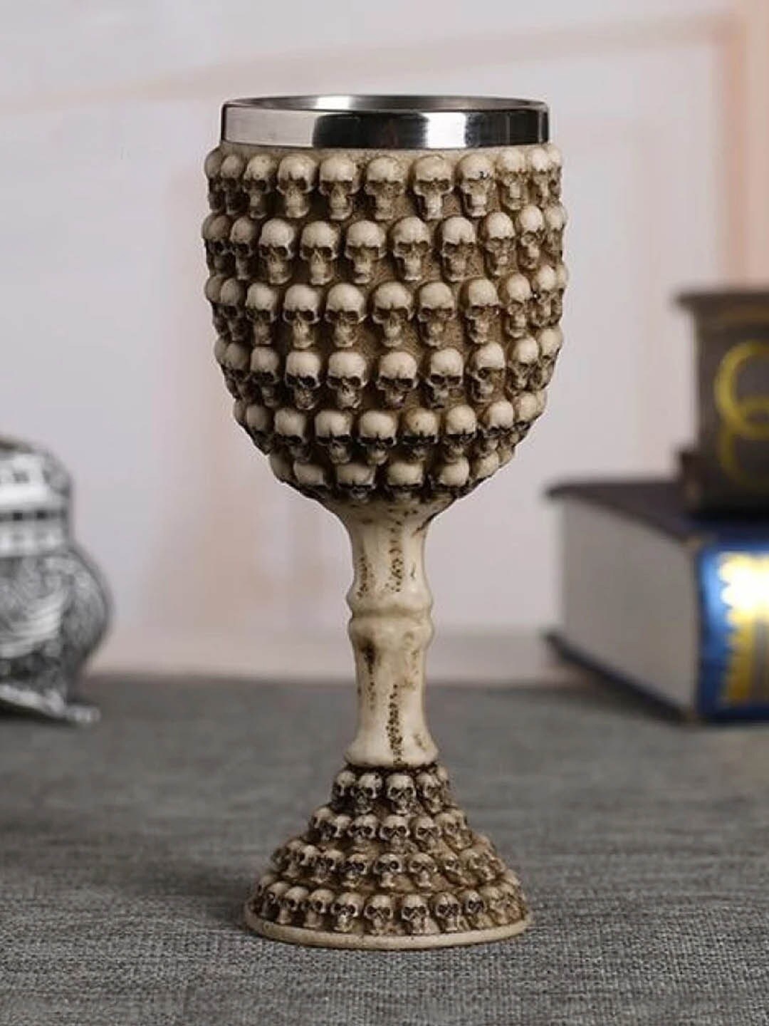 

TIED RIBBONS Beige & Silver-Toned Skull Wine Mug 70 ml