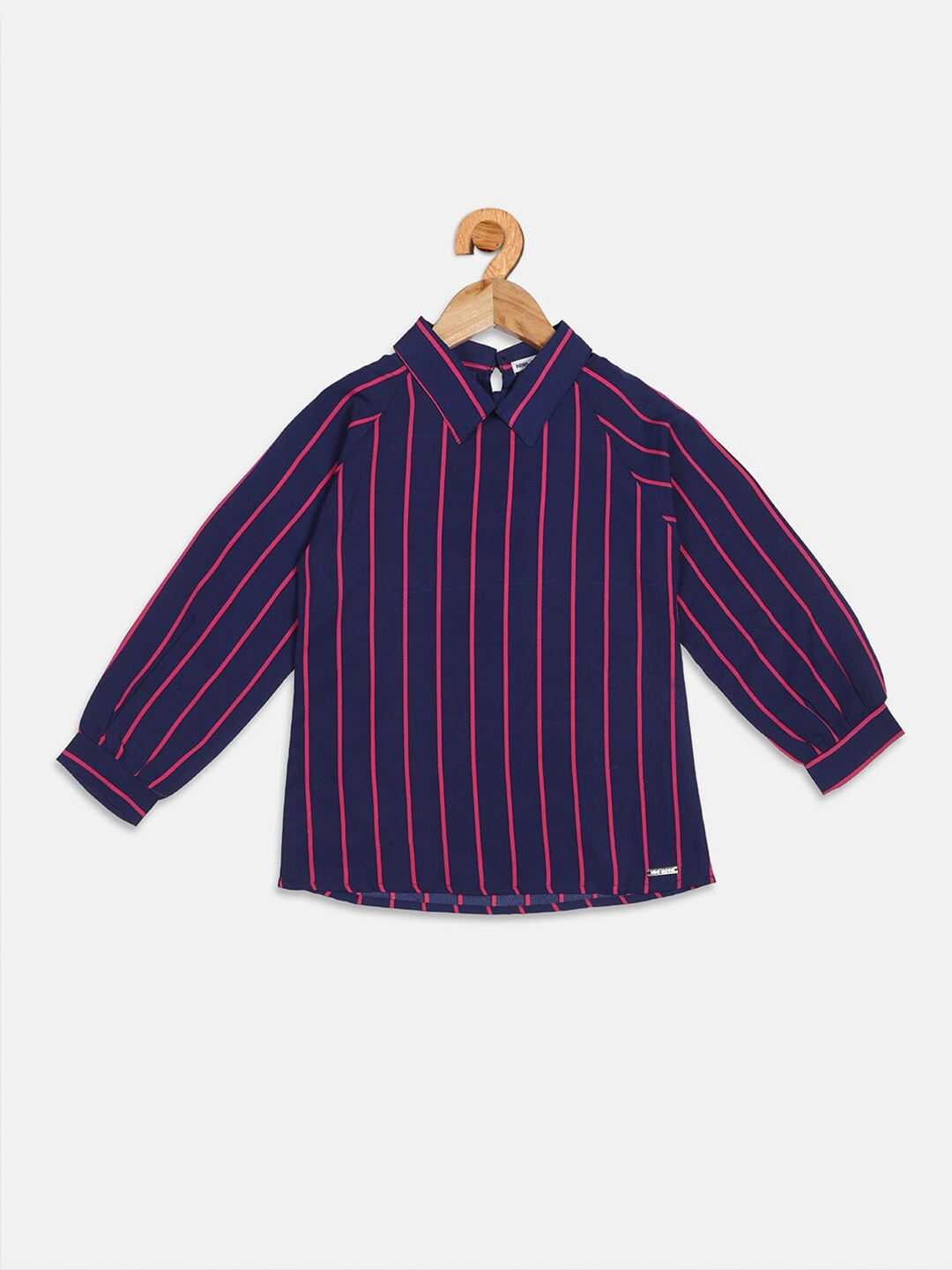 

Nins Moda Girls Navy Blue Striped Shirt Style Top