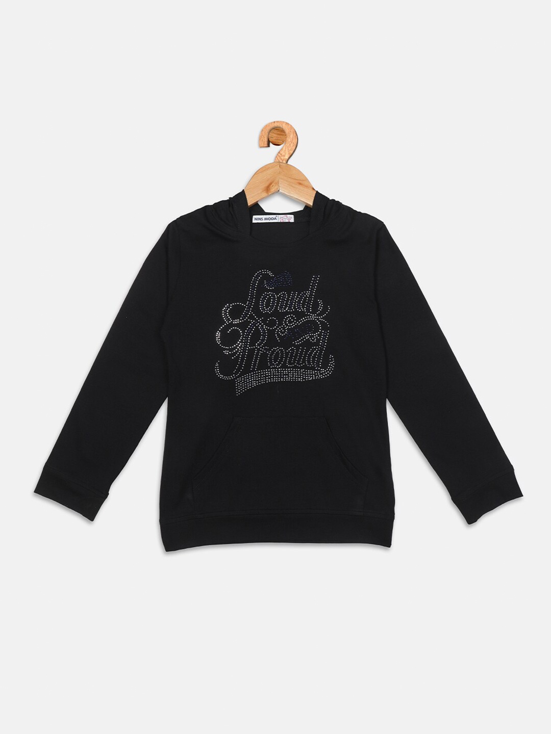 

Nins Moda Black & Grey Typography Printed Regular Top