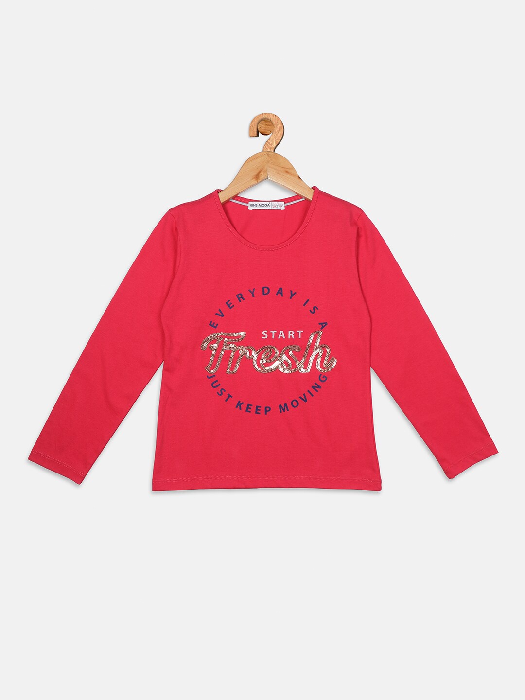 

Nins Moda Girls Magenta Sequined Regular Top