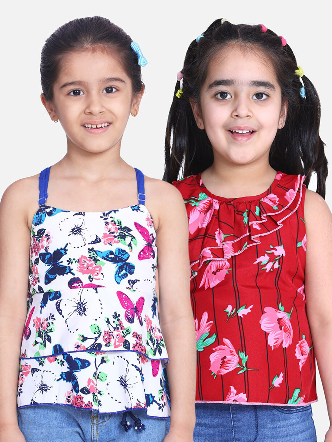 

Cutiekins Pack-2 Girls White Floral Crepe Regular Top