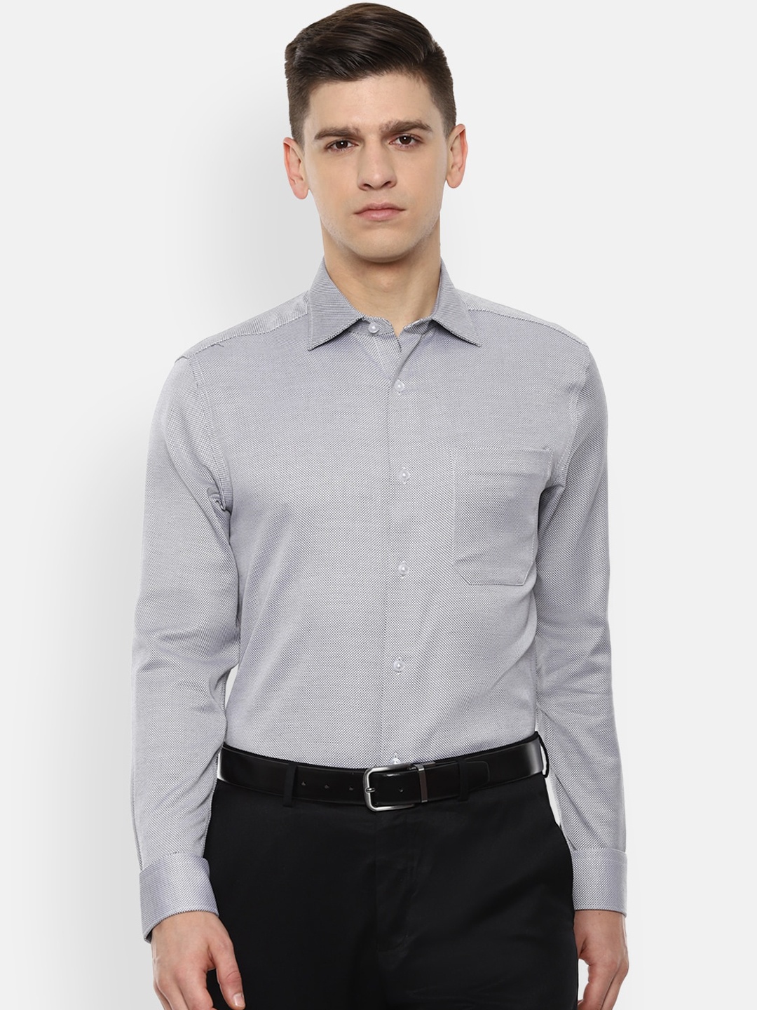 

Louis Philippe Men Grey Opaque Casual Shirt