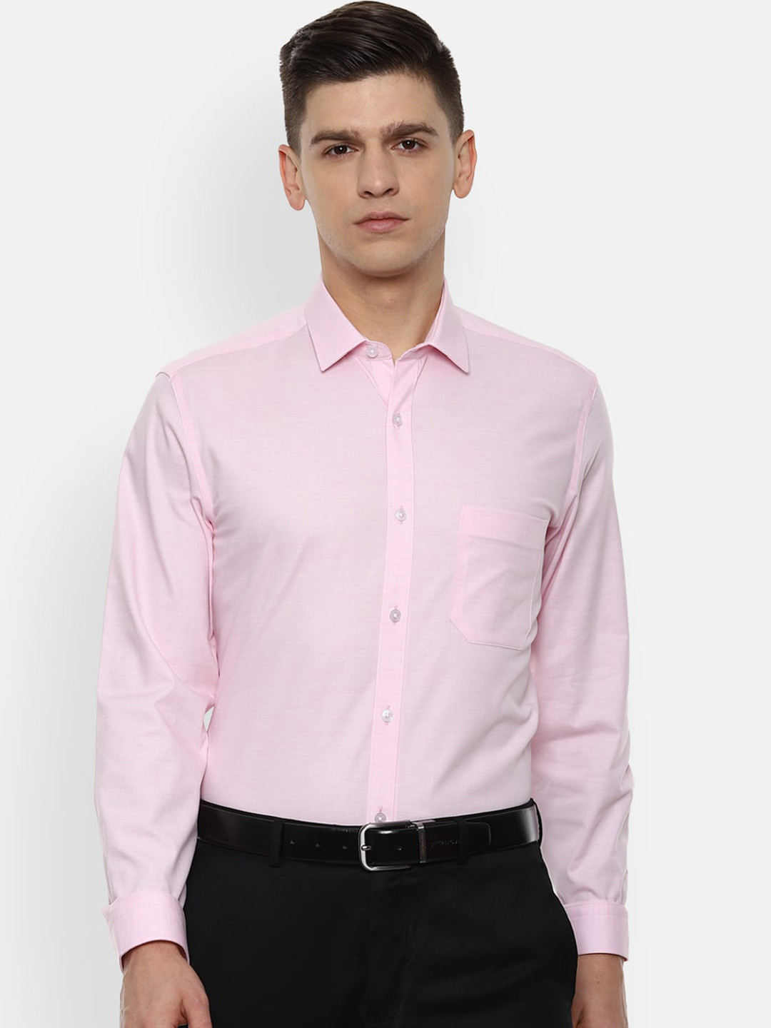 

Louis Philippe Men Pink Slim Fit Opaque Pure Cotton Formal Shirt
