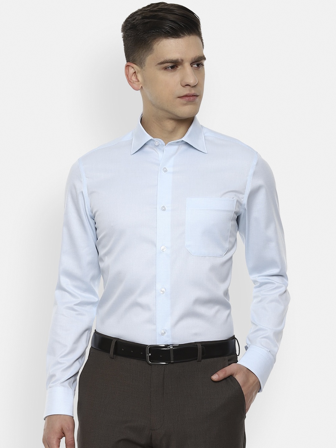 

Louis Philippe Men Blue Opaque Casual Shirt