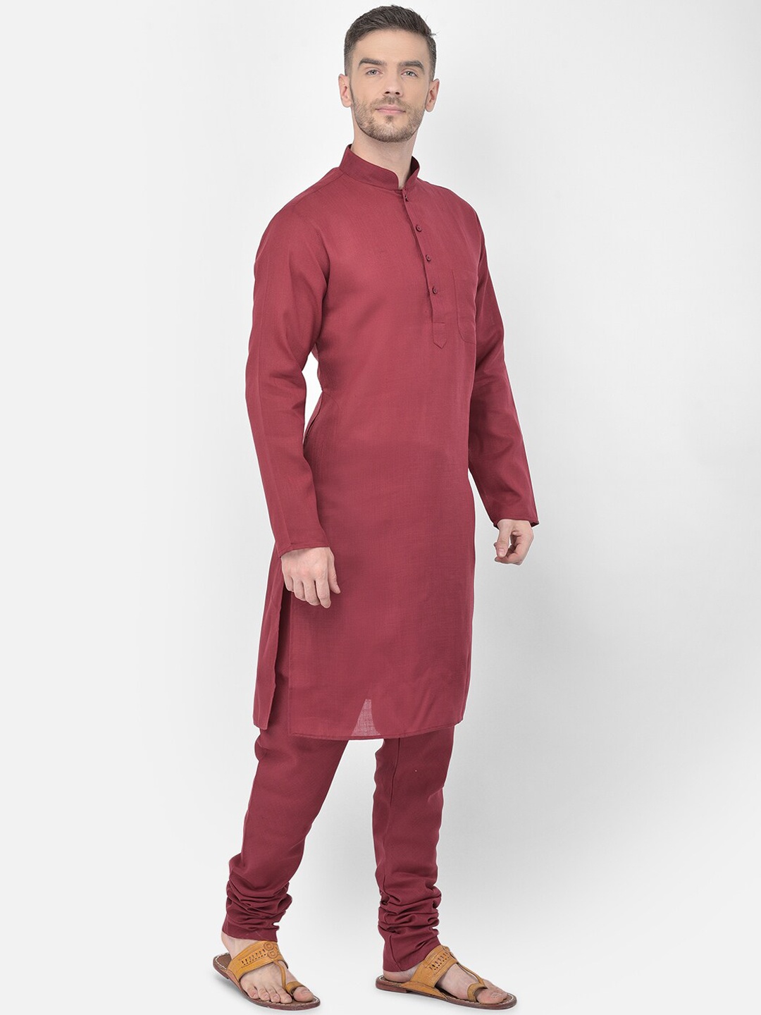 

SG LEMAN Men Maroon Regular Kurta with Pyjamas